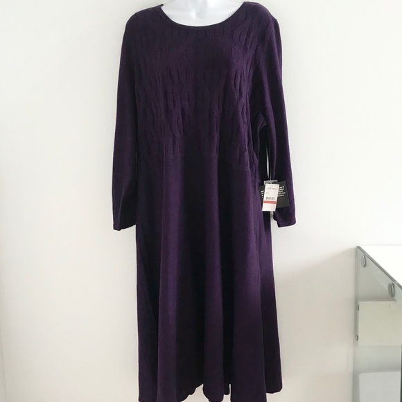 Nine West RED Knit Cotton Winter Sweater Dress Plus Size - Picture 6 of 14